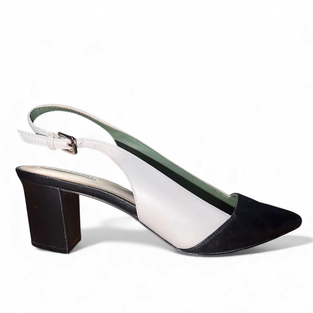 Tahari Black and White Low Heel Two-Tone Slingbacks! Size 7 1/2.